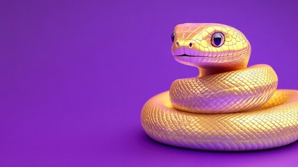 Obraz premium Golden cute baby snake, Happy New Year, 2025 