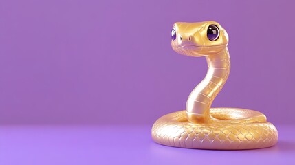 Fototapeta premium Golden cute baby snake, Happy New Year, 2025 