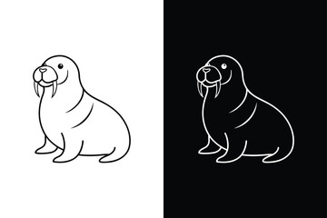 Walrus icon vector on White Background ,Vector Art Illustration on white background.