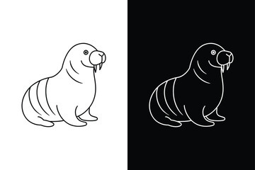 Walrus icon vector on White Background ,Vector Art Illustration on white background.