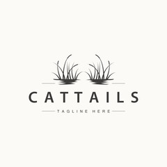 simple design river garden logo cattails river grass illustration template symbol