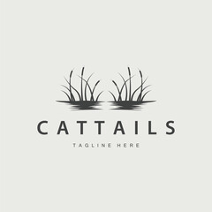 simple design river garden logo cattails river grass illustration template symbol