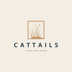 simple design river garden logo cattails river grass illustration template symbol