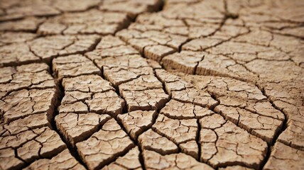 Close up of soil drought cracked background. Texture of the dried earth with clay and sand. 