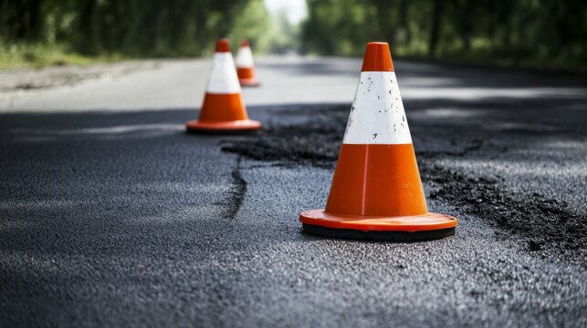 Construction Traffic Cones in Urban Setting