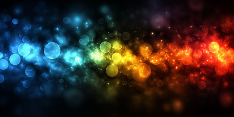 A high-quality bokeh background with vibrant rainbow colors in a golden ratio composition, featuring smooth, out-of-focus light orbs, creating a dreamy, elegant atmosphere for modern designs.