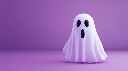 White ghost on purple, Halloween.