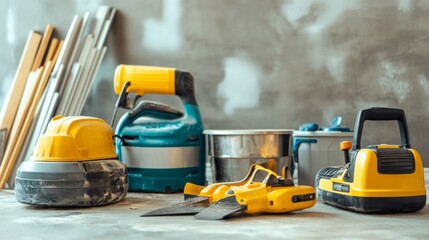 Fototapeta premium Professional Renovation Equipment on Workspace