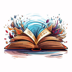 Educational Open Book Library Tools Classroom Supplies Vector Illustration