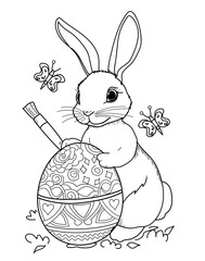 rabbit colouring easter egg ,coloring page