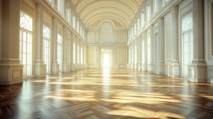 Elegant and Spacious Interior with Bright Sunlight Streaming In