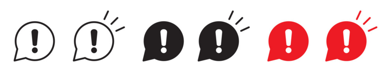 Speech bubble with exclamation mark icon. Exclamation sign icon, important mark, warning speech bubble.