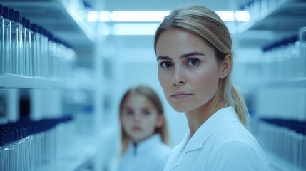 Obraz premium Mentoring session between woman and young girl in tech lab inspiring future innovators