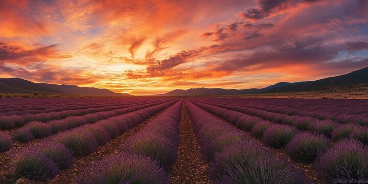 Campo de lavanda al atardecer