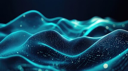 Glowing Waves of Light in Digital Space with Sparkling Particles