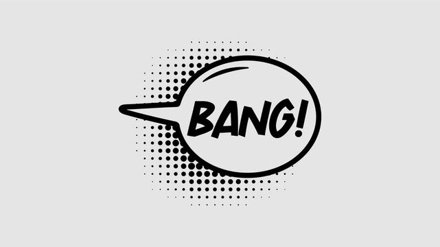 Comic speech bubbles with halftone shadows in pop art style graphic animation. Alpha channel. Transparent background motion design. 4K resolution