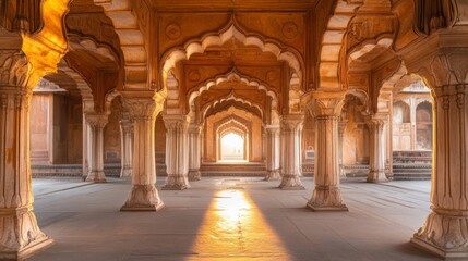 Obraz premium Serene Golden Hour at Sacred Architectural Site