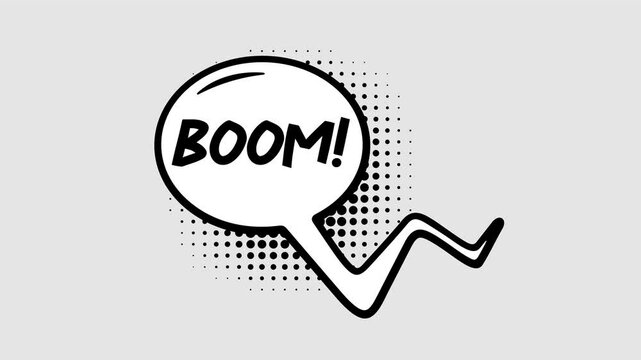 Comic speech bubbles with halftone shadows in pop art style graphic animation. Alpha channel. Transparent background motion design. 4K resolution