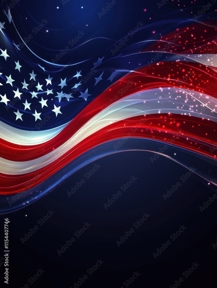 Aufkleber flowing american flag in vibrant colors with elegant fabric texture showcasing national pride. gener