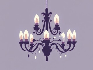 Elegant Chandelier Illustration with Soft Lighting Perfect for Valentine, Romantic Ambiance, Abstract Design, Valentine's Day Concept