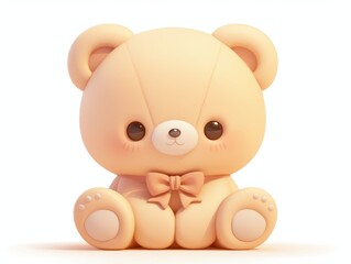 A cute, soft teddy bear with a bow, designed in a playful, cartoonish style.