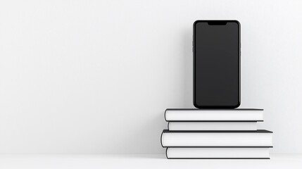 Smartphone on Stack of Books.