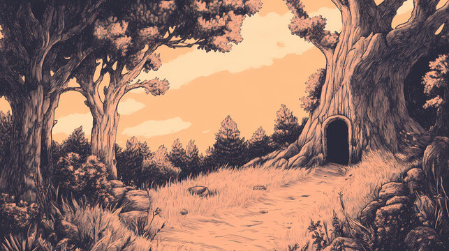 Quarto infantil criado com nosso prompt e gerada por midjourney. Hinterland. Illustration