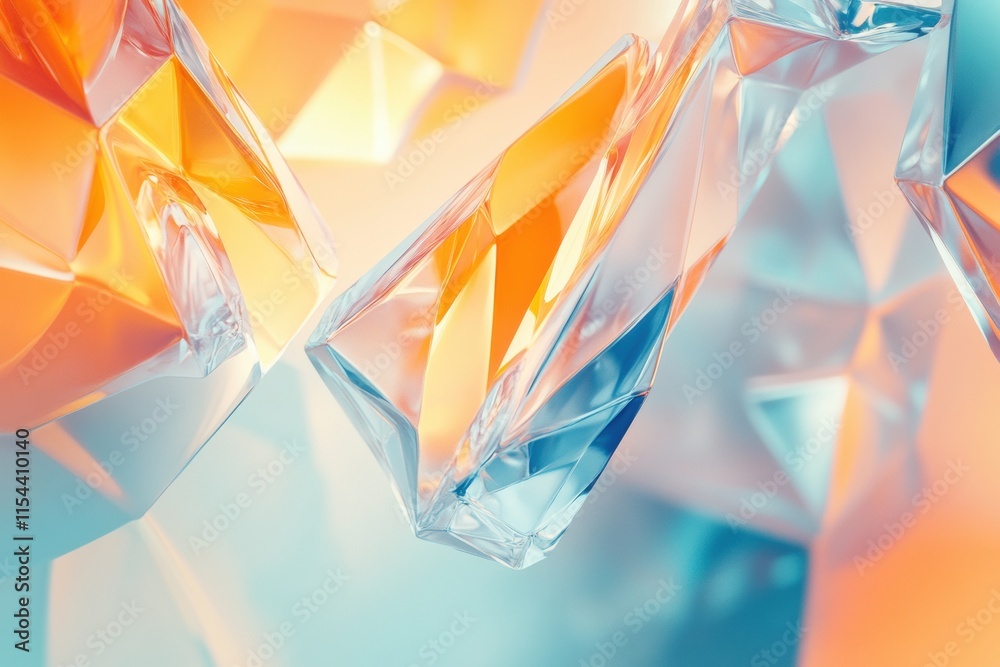 Aufkleber vibrant abstract 3d crystals reflecting light in an imaginative geometric arrangement. generative ai