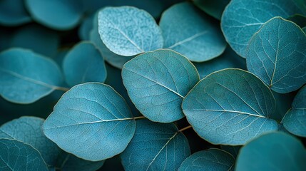 Fototapeta premium A close-up of a cluster of green leaves, with leaves at the top and bottom