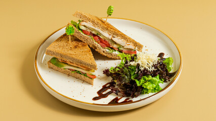 Delicious club sandwich sliced isolated 