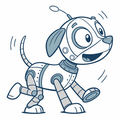 cartoon robot dog wagging its tail 