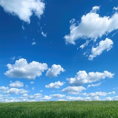 Paisaje natural con cielo azul y campos verdes