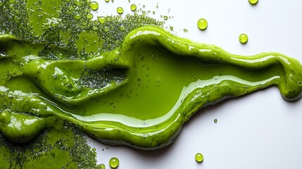 Vibrant Green Liquid Splash with Glossy Smooth Texture