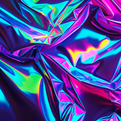 Fototapeta premium Bright Holographic Crumpled Metallic Texture
