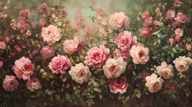 Pintura de flores rosas
