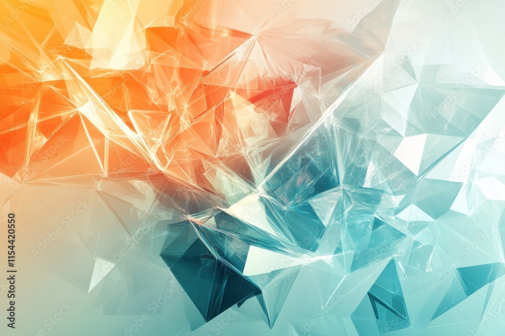 Poster Colorful abstract 3D shapes blend in a dynamic design creating a modern artistic expression with vibrant tones. Generative AI