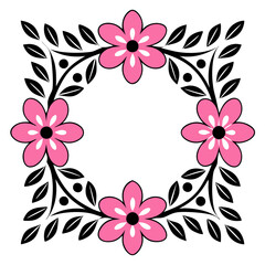 Women&rsquo;s Day floral illustration, pink and black decorative art design.