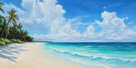 Fototapeta premium Playa paradisíaca con palmeras y océano