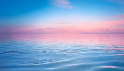 Fototapeta premium Water ripples sufrace, soft gradient pink and blue shades with a serene background. Waterdrop soft-colored wallpaper