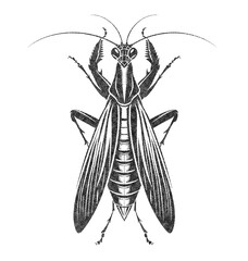 Praying Mantis in Old OverPrint Style