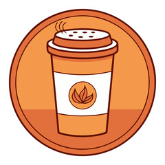 Autumn coffee drink illustration, warm orange tones for seasonal promotions.