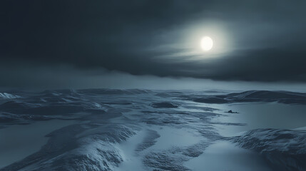 Obraz premium Frozen tundra landscape bathed in ethereal light creative ai, cold, tundra, icy, night. tundra landscape. illustration. Tundral. Illustration