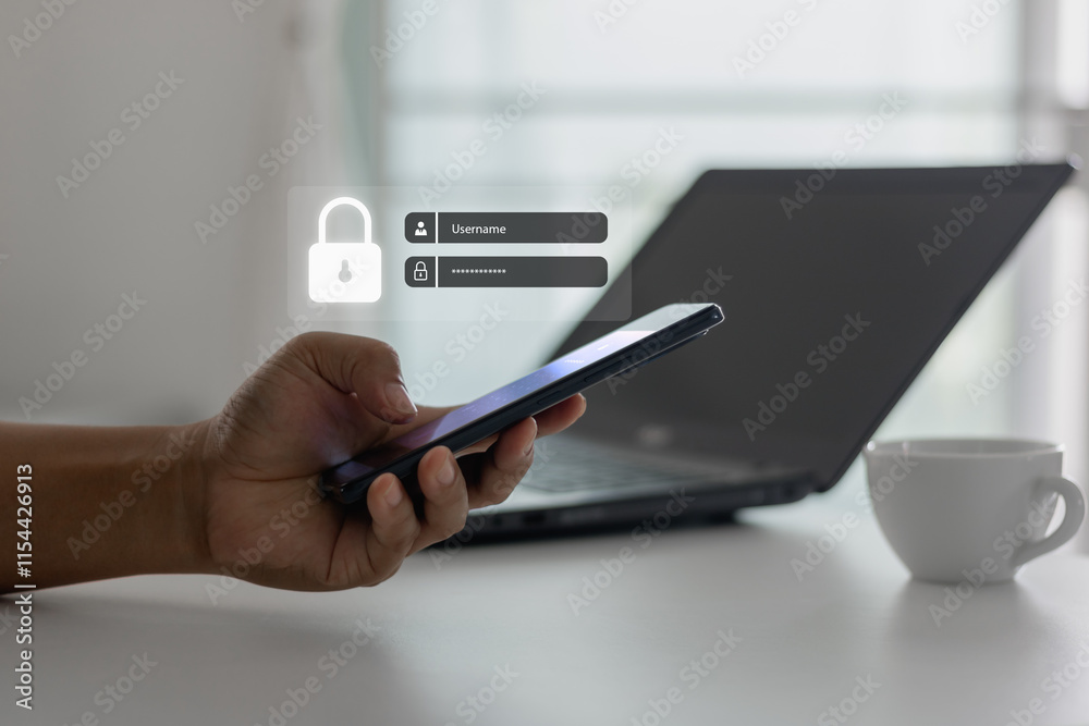 Leinwandbilder the login screen with username and password is shown. multi-factor authentication, user, cyber secur