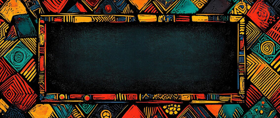 Vibrant geometric border art ideal for Black History Month promotions, modern graphic design projects, or cultural celebrations featuring creative and rich motifs.