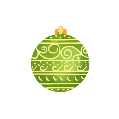 Green Christmas ball pattern. Watercolor illustration.