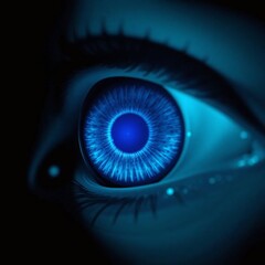 extreme close-up of a blue eye of a person