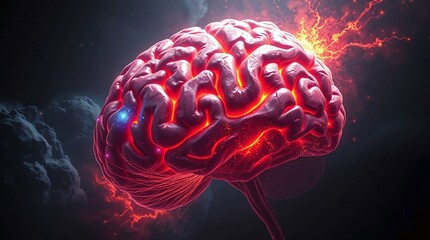 Obraz premium Illustration of human brain portraying thought process and thinking pattern, creative mind