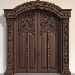 Door gate with Javanese style ornaments. AI Generated