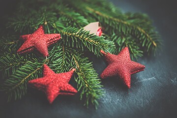 christmas decoration on red