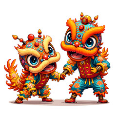 Fototapeta premium Vibrant celebration with colorful traditional performers in elaborate costumes, digital illustration of character design concept.